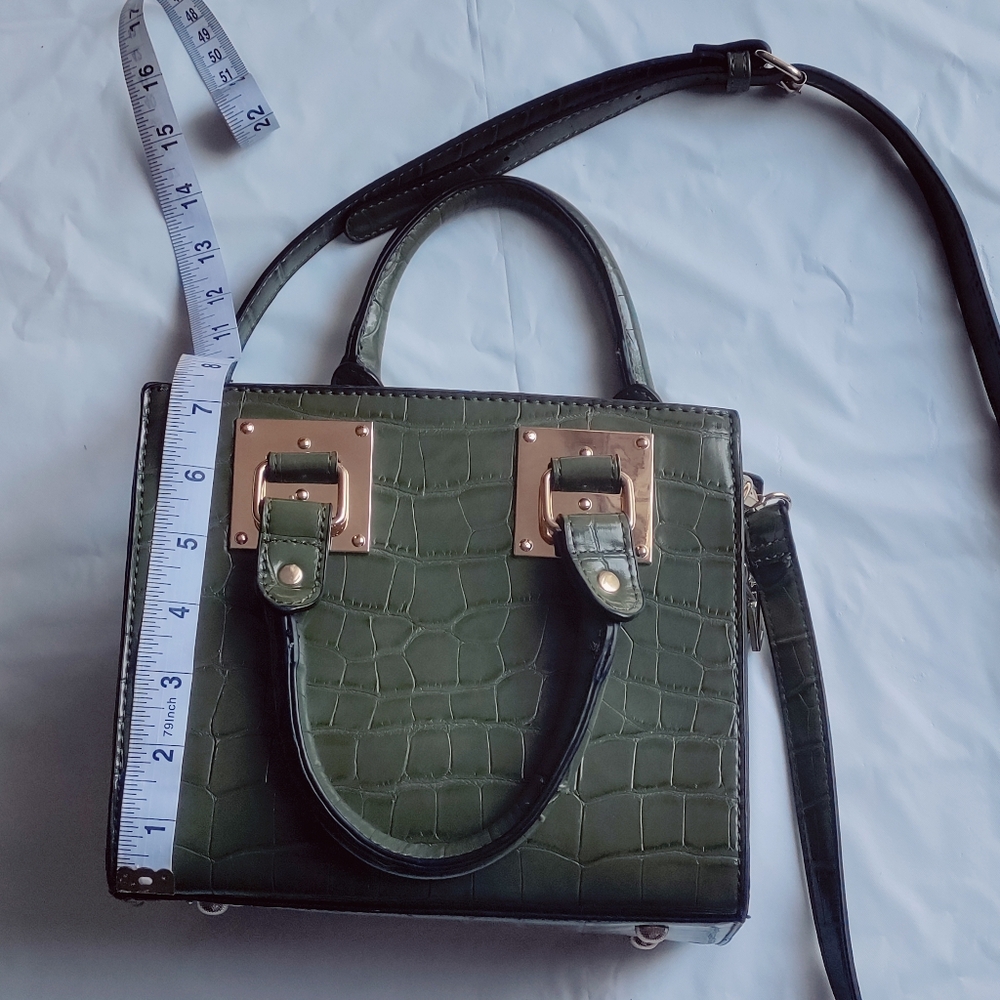 Green faux crocodile crossbody bag/purse